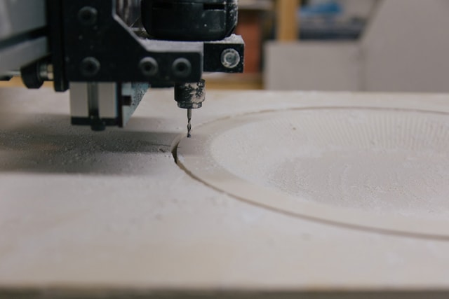 Evo close up while milling a plaster mould